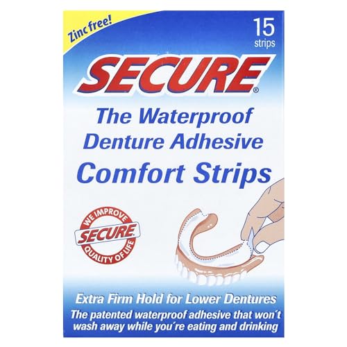 Secure Denture The Waterproof Denture Adhesive Comfort Strips, 15 Strips