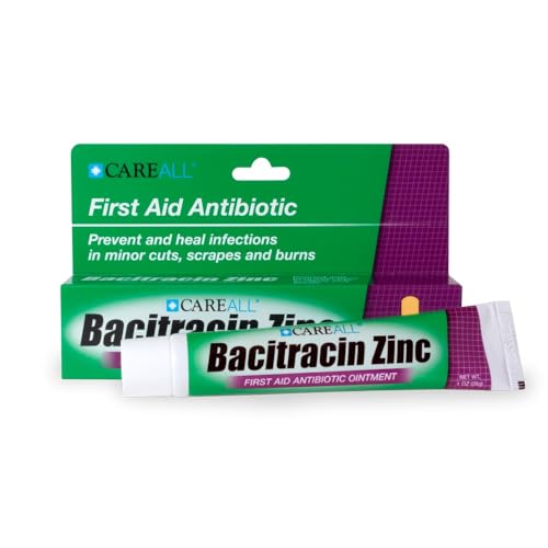 CareAll Bacitracin Antibiotic Zinc Ointment 1oz. First Aid Ointment to Prevent and Heal Infections for Minor cuts, Scrapes and Burns.