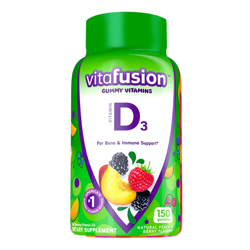 Vitafusion Vitamin D3 Gummy Vitamins for Bone and Immune System Support, Peach, Blackberry and Strawberry Flavored, 50 mcg Vitamin D, 75 Day Supply, 150 Count Original Peach,Berry 150 Count (Pack of 1) - BeesActive Australia