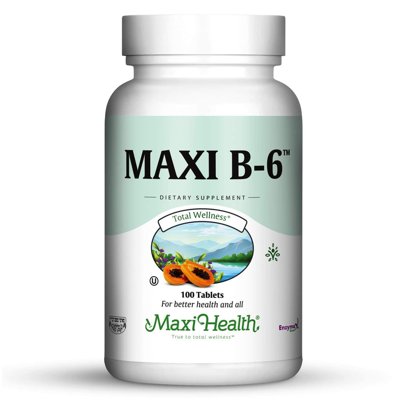 Maxi Health Vitamin B6 Supplement – B6 Vitamins for Women & Men – Nervous System & Cardiovascular Wellness Support – Kosher, Vegan Pyridoxine HCl Tablets – 100 Count, Pack of 2 100 Count (Pack of 2)