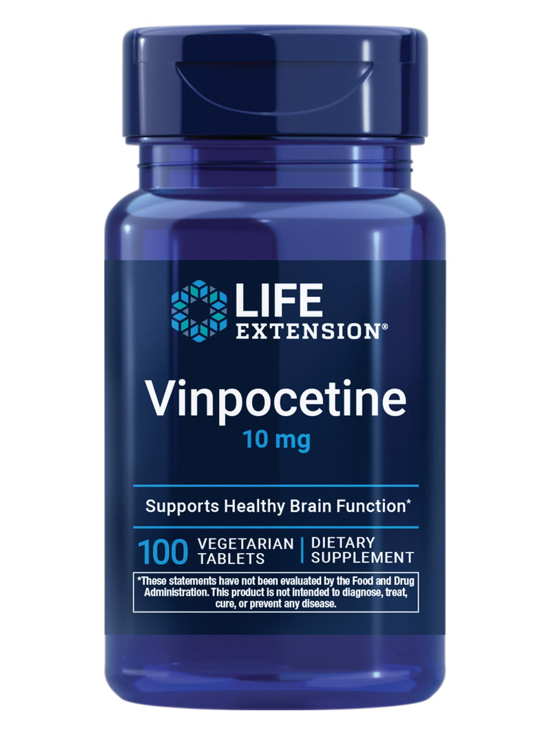 Life Extension Vinpocetine, derived from Periwinkle Plant, Concentration and Memory, Gluten-Free, Non-GMO, Vegetarian, 100 Tablets | Periwinkle-Derived Extract for Concentration & Memory Support, Gluten-Free, Non-GMO & Vegetarian Formula