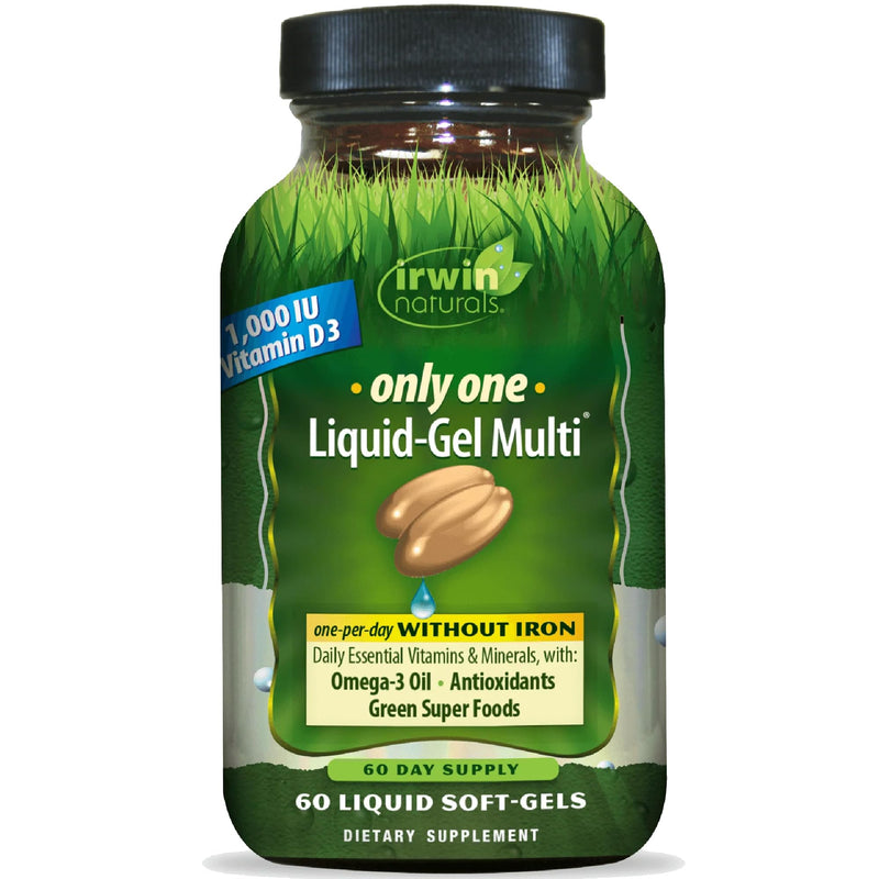 Irwin Naturals Only One Daily Multivitamin Iron-Free Formula | 60 Softgels | Complete Daily Nutrition | Iron-Free + Vitamin D3 | One Per Day | 60 Liquid Soft-Gels 60 Count (Pack of 1)