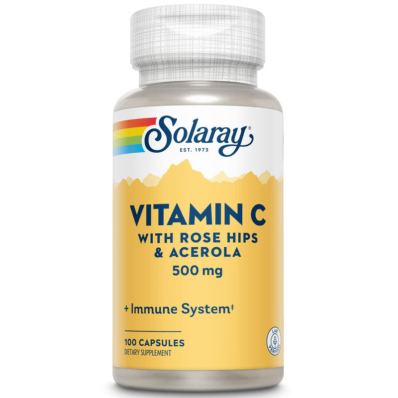 SOLARAY C w/Rose HIPS & Acerola, Capsule (Btl-Plastic) 500mg | 100ct