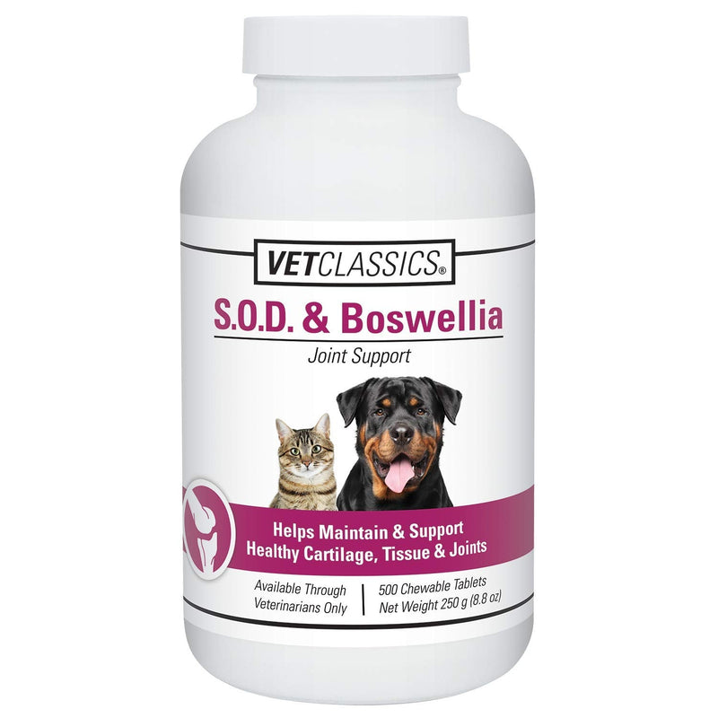 Vet Classics S.O.D. & Boswellia Joint Support Supplement for Dogs, Cats – Dog Hip & Cat Joint Supplement – Alleviates Aches, Discomfort– for Flexibility, Healthy Joint Function - 500 Chewable Tablets - BeesActive Australia