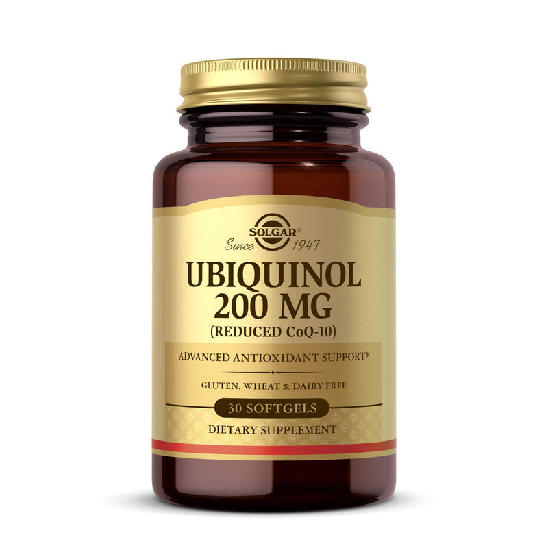 Solgar Ubiquinol 200 mg (Reduced CoQ-10), 30 Softgels - Promotes Heart & Brain Function - Supports Healthy Aging - Coenzyme Q10 - Ubiquinone Supplement - Gluten Free, Dairy Free - 30 Servings Unflavored 30 Count (Pack of 1)