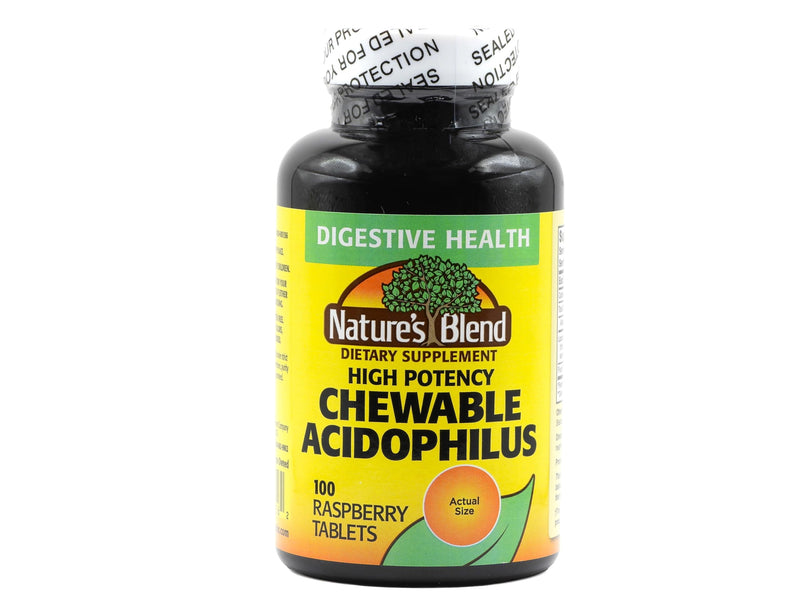 Nature's Blend Acidophilus Probiotic Supplement - 100 High Potency Capsules - Digestive Health, Gut Flora Balance 100 Count (Pack of 1)