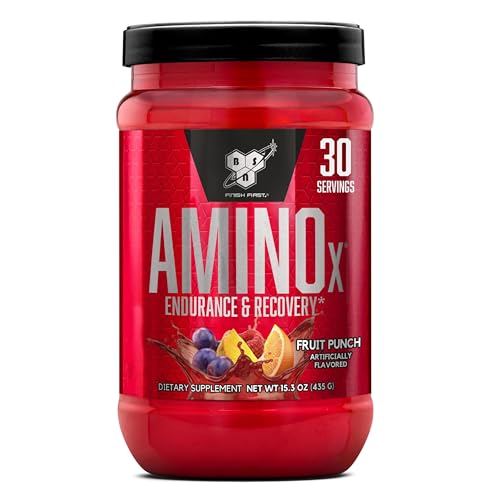 BSN Amino X BCAAs Recovery Powder, Caffeine Free, Fruit Punch, 30 Servings 15.34 Ounce (30 Servings, Pack of 1)