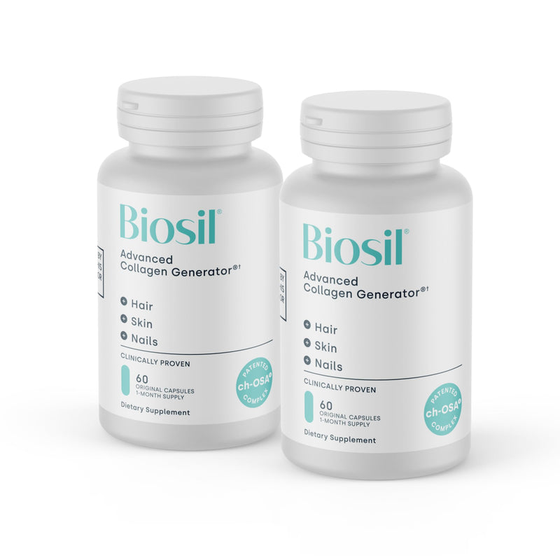 Biosil Collagen Booster Supplement - 60 Original Capsules, Pack of 2 - Patented ch-OSA Activator for Skin, Hair, Nails & Joints - Supports Natural Production - 60-Day Supply 60 Original Caps (Pack of 2)