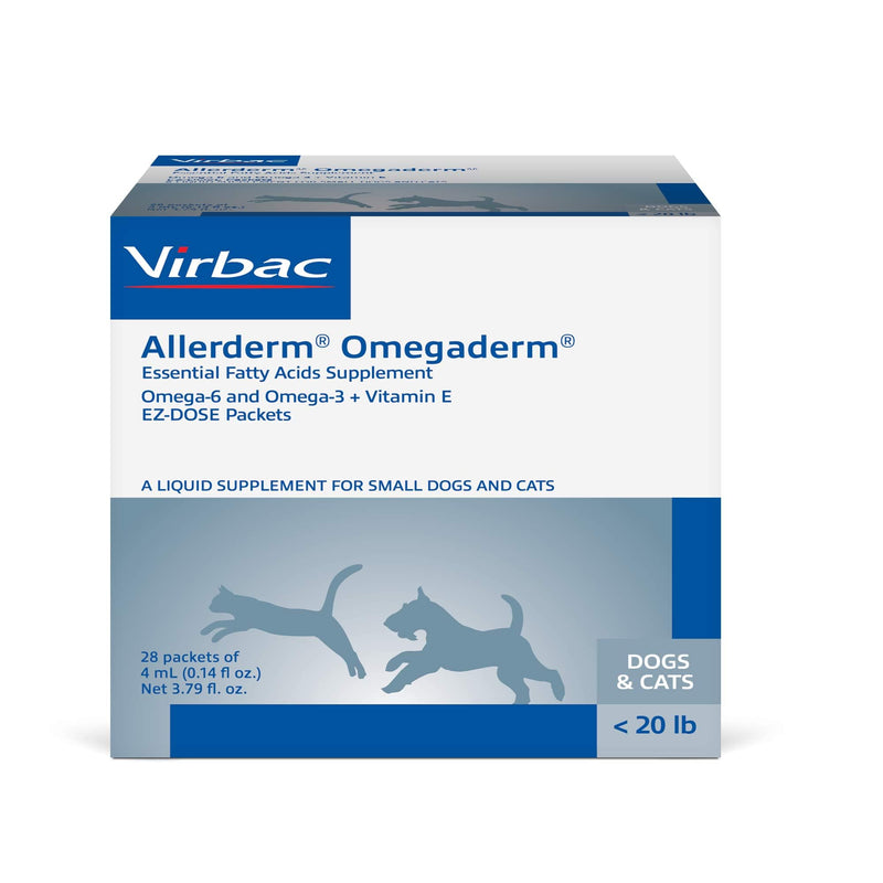 Virbac ALLERDERM OMEGADERM® Essential Fatty Acids Supplement - Omega 3, Omega 6, Vitamin E supplement | Allergy Support for Cats/Small Dogs – 28 daily doses Small Dog/Cat 4ml