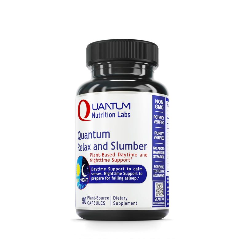 Quantum Nutrition Labs Quantum Relax and Slumber - Sleep Supplement with Magnesium Malate & L-Theanine, Natural Calm Complex with Lemon Balm & Valerian Root for Women & Men - 90 Capsules