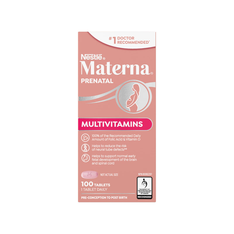 Materna Nestle Prenatal Postpartum Vitamin & Mineral Supplement 100 Tablets | 23 Essential Vitamins and Minerals, 100 Percent RDA Of Folic Acid