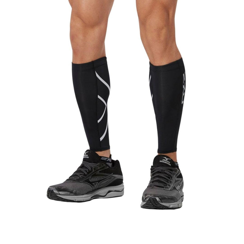 2XU Compression Calf Guards Small Black/Black - BeesActive Australia