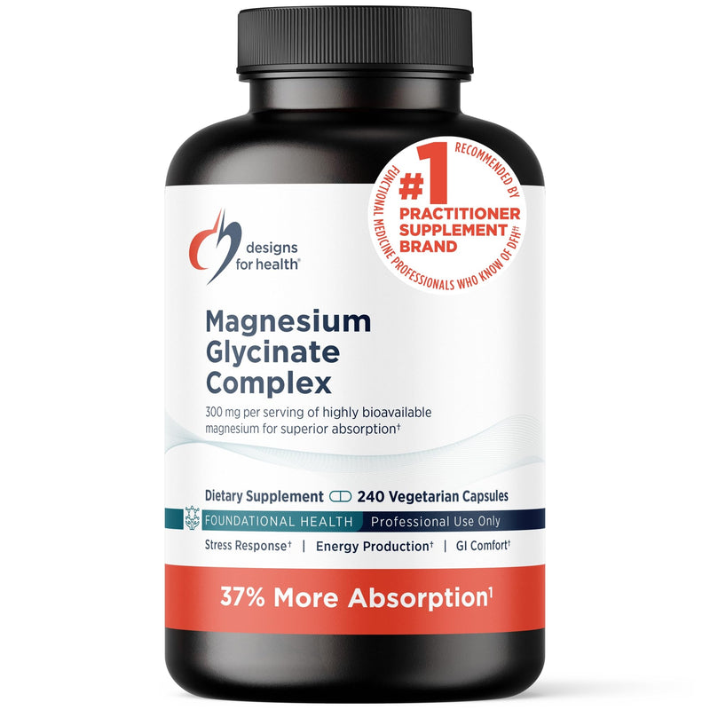 Designs for Health Magnesium Glycinate Complex - High Absorption, Patented Magnesium Complex - Promotes Calm Sleep, Energy, Bone & Heart Health, and Immune Support - Vegan, Gluten Free (240 Capsules) 240 Count (Pack of 1)
