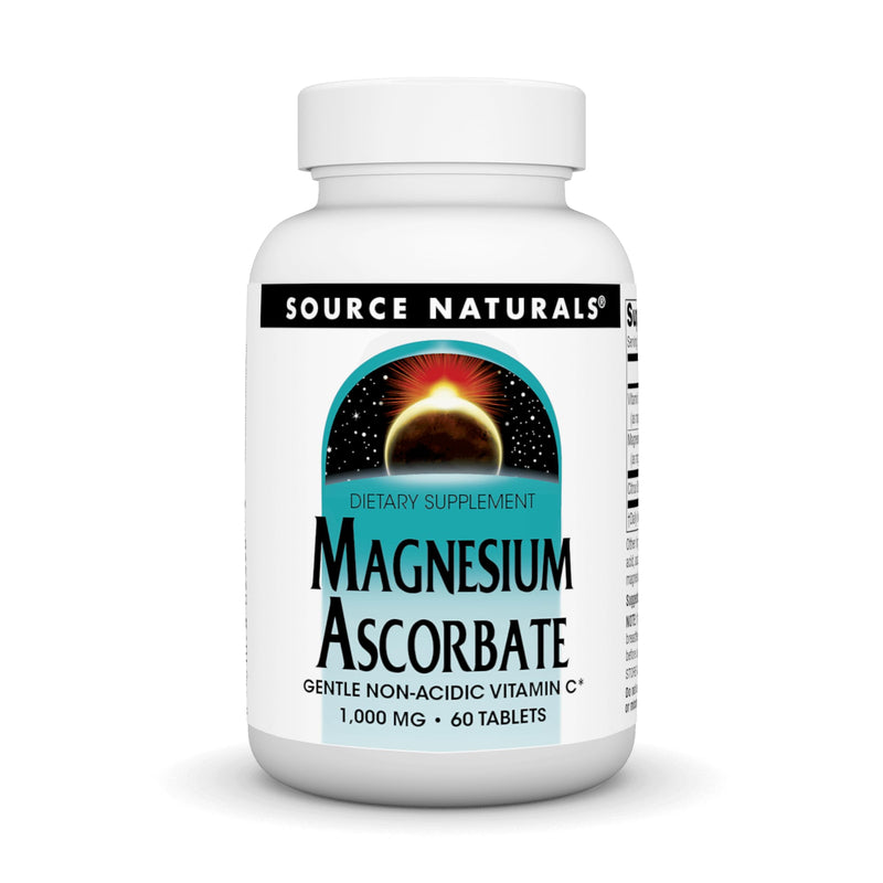 Source Naturals, Magnesium Ascorbate - 1000 mg, 60 Tablets | Gentle Non-Acidic Vitamin C* 60 Count (Pack of 1)