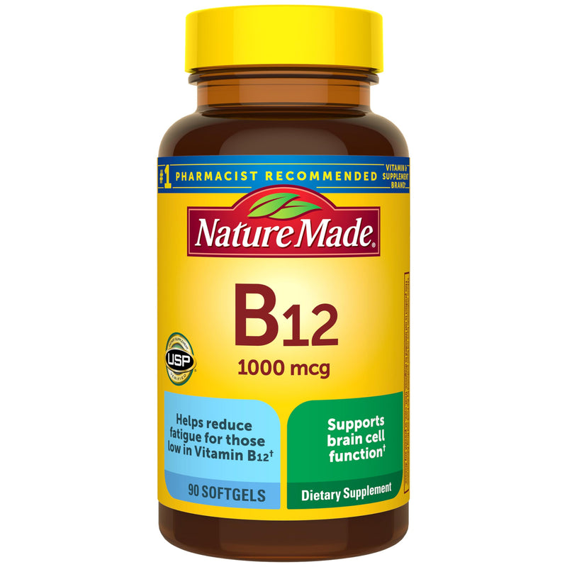Nature Made Vitamin B12 1000 mcg, Energy Metabolism Support, 90 Softgels | B12 Vitamins 1000 mcg, Energy Metabolism Support Supplement for Women and Men, Gluten Free, 90 Day Supply 90 Count (Pack of 1)