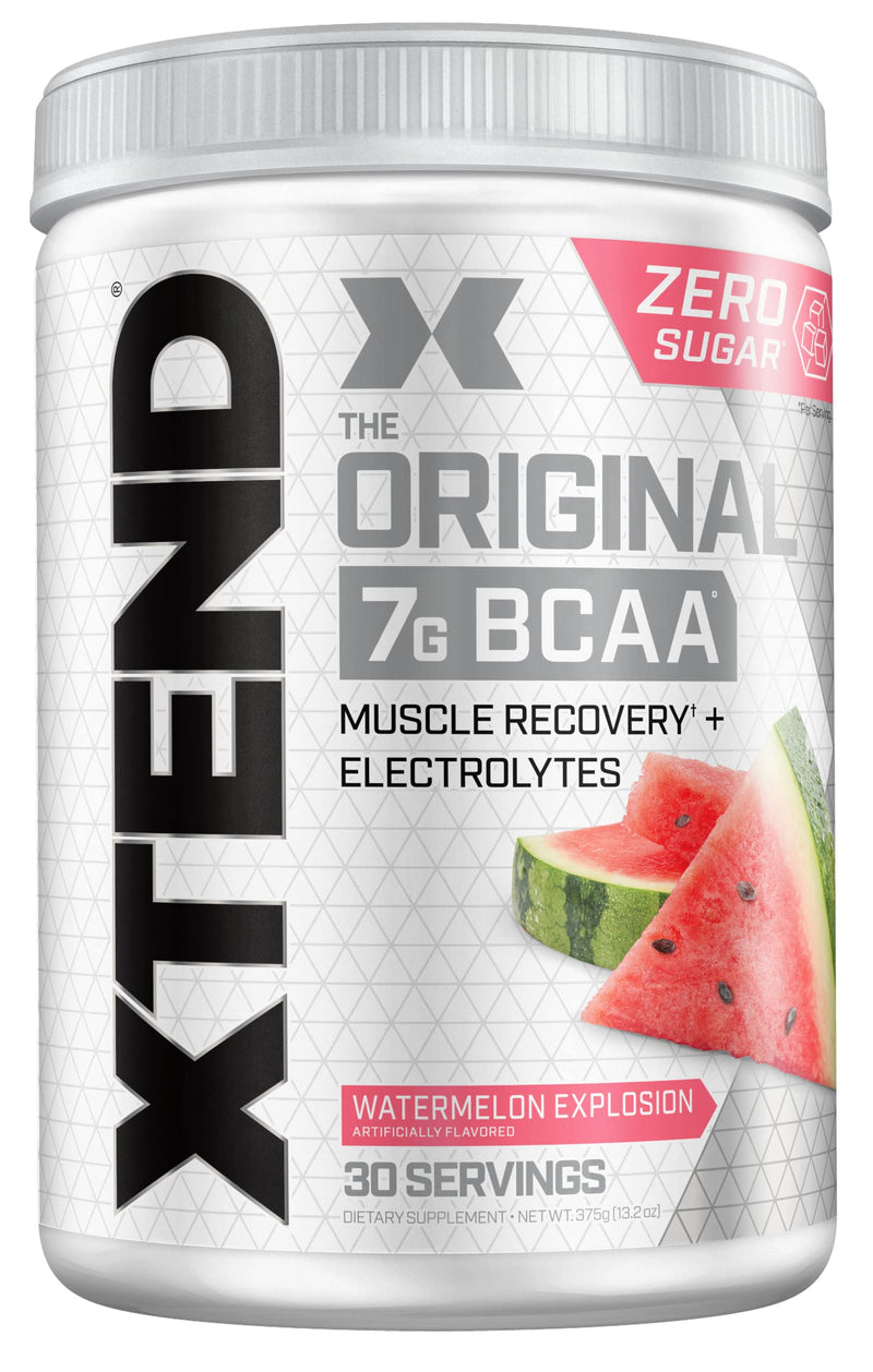 XTEND Original BCAA Powder Watermelon Explosion - Sugar Free Post Workout Muscle Recovery Drink with Amino Acids - 7g BCAAs for Men & Women - 30 Servings - BeesActive Australia