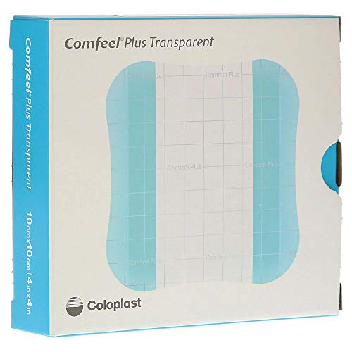 Comfeel Plus Transparent Thin Thin Hydrocolloid Dressing 4 x 4" Square Thin with Border Film Backing 33533 10 per Box
