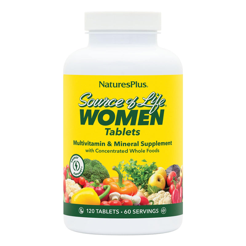 NaturesPlus Source of Life Women - 120 Tablets - Multivitamin & Mineral Supplement - with Iron, Calcium, Folate & Lutein - Gluten Free, Vegetarian - 60 Servings 120 Count (Pack of 1)