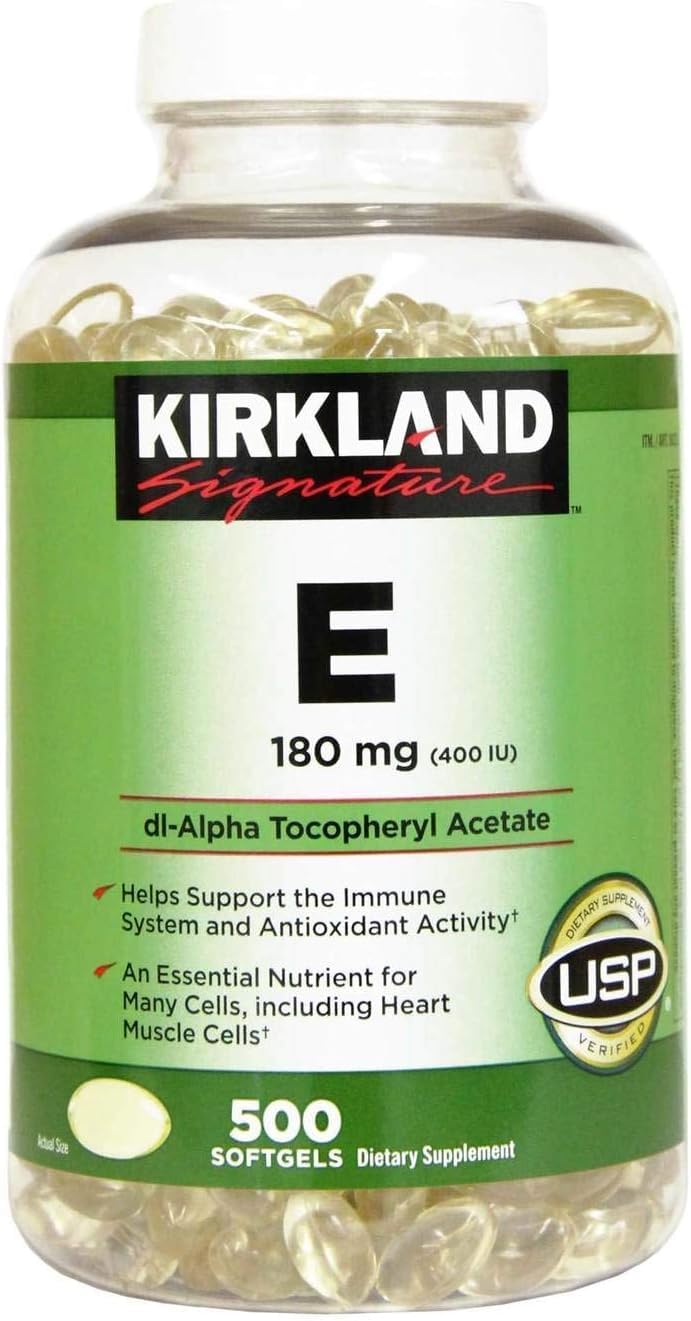 Kirkland Signature Vitamin E 180mg, 500 Softgels 500 Count (Pack of 1)