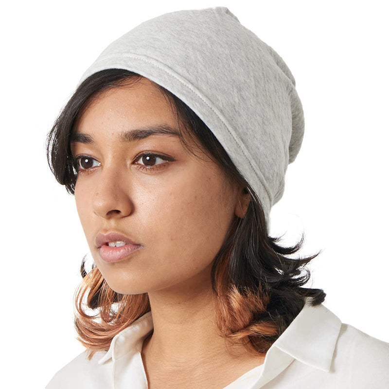 CHARM Womens Organic Cotton Beanie Hat - Mens Slouchy Beanie Made in Japan Chemo Hat Large Mix White - BeesActive Australia