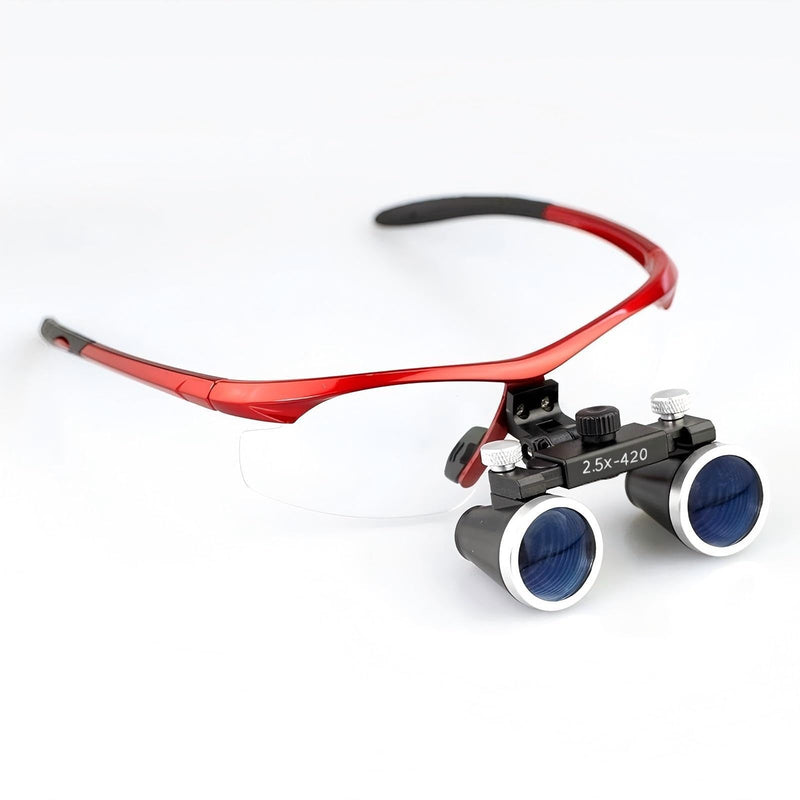 Dental Surgicial Loupe Loupes 2.5X Magnification 16.5" (420mm) Working Distance Burgundy Goggles - BeesActive Australia