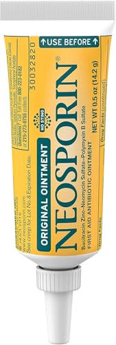 Neosporin Original First Aid Antibiotic Ointment with Bacitracin Zinc for Infection Protection, Wound Care Treatment & Scar Appearance Minimizer for Minor Cuts, Scrapes and Burns,.5 oz 0.5 Ounce (Pack of 1)
