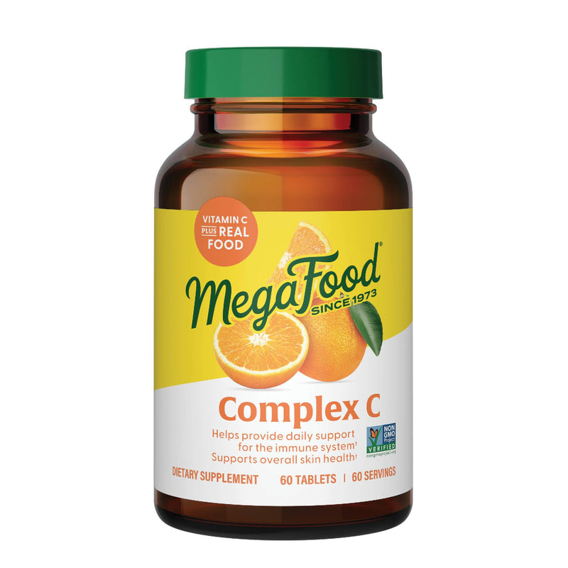 MegaFood Complex C, Vitamin C Immune Support Supplement, 60 Tablets | Daily Support for a Healthy Immune System, 250mg Vitamin C per serving, Plus Real Food, Non-GMO, Vegan, 60 Servings 60 Count (Pack of 1)