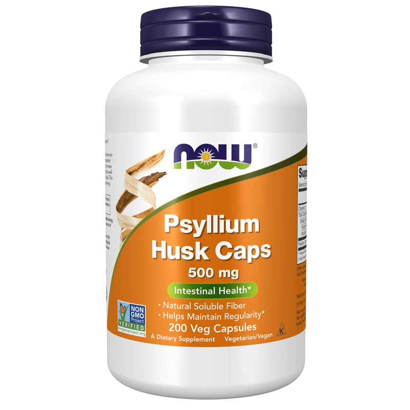 NOW Supplements, Psyllium Husk Caps 500 mg, Non-GMO Project Verified, Natural Soluble Fiber, Intestinal Health*, 200 Veg Capsules 200 Count (Pack of 1) - BeesActive Australia