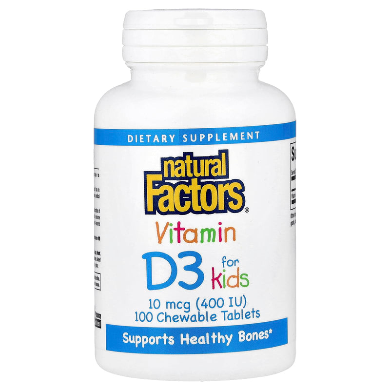 Natural Factors, Vitamin D3 400 IU, Supports Strong Bones, Teeth and Immune Function, 100 tablets (100 servings) Standard Packaging