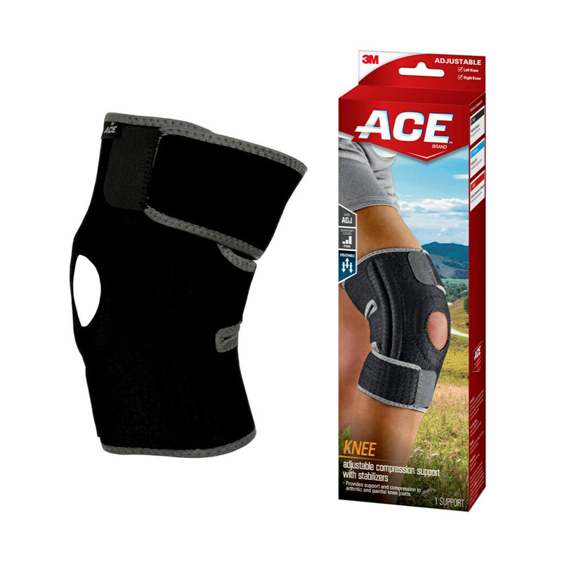 ACE Brand Adjustable Knee Brace with Side Stabilizers Provides Support & Compression to Arthritic and Painful Knee Joints Adjustable Knee Brace w/ Stabilizer