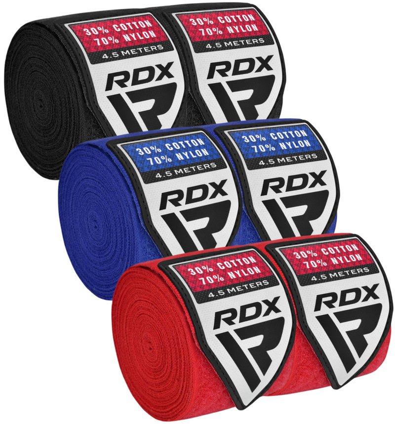 RDX Boxing Hand Wraps, Pack of 3 Pairs Bundle, 4.5 Meter Elasticated Inner Gloves, Muay Thai MMA Kickboxing Punching Martial Arts Strength Training Workout Combat Sports Home Gym Fitness Accessories Multicolor