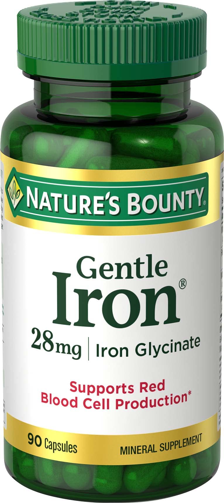Nature's Bounty Gentle Iron 28 mg Capsules, 90 Count 90 Count (Pack of 1)