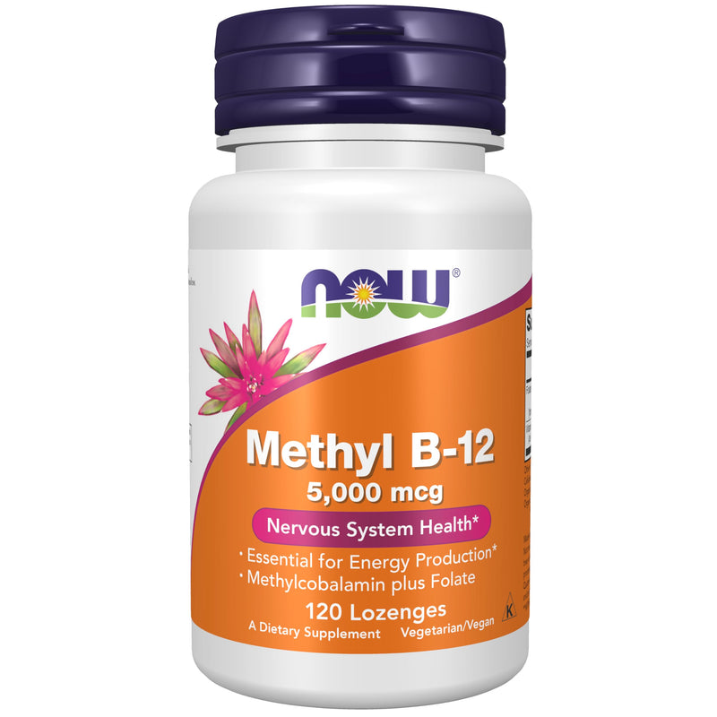 NOW Foods Supplements, Methyl B-12 (Methylcobalamin) 5,000 mcg, Nervous System Health*, 120 Lozenges 120 Count (Pack of 1)