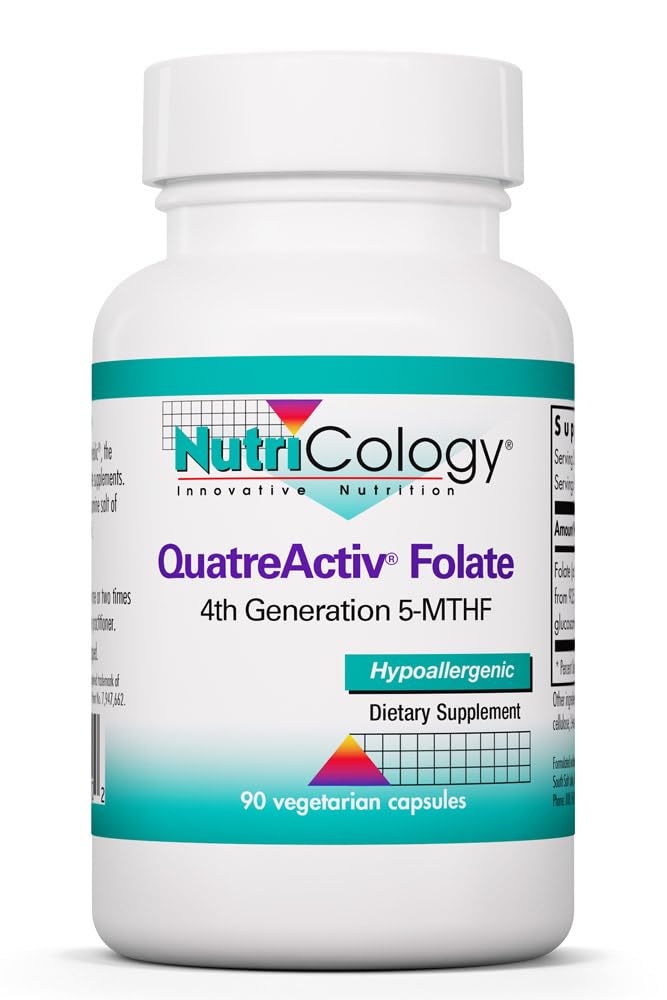 Nutricology QuatreActiv Folate 833 mcg DFE, 90 Capsules | Delivers 833 mcg DFE 5-MTHF as Quatrefolic for Folate Metabolism, Cellular Function and Nutrient Utilization