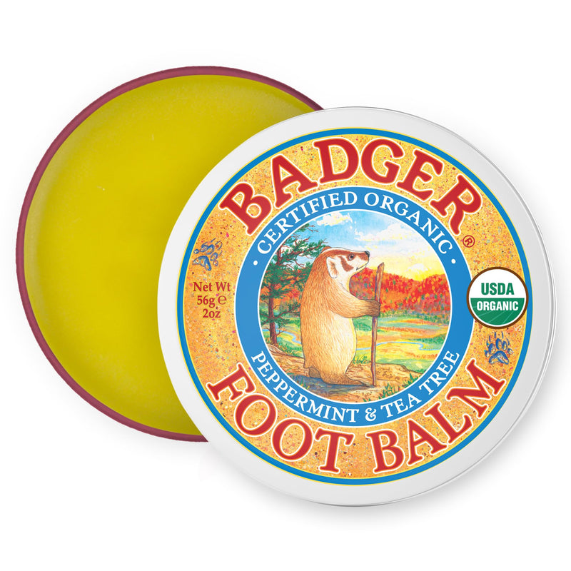 Badger Foot Balm, 100% Organic Foot Cream for Dry Cracked Heels and Feet, Fast Acting Foot Care for Women & Men, All-Natural Cracked Heel Treatment, 2 oz Tin 2 Ounce (Pack of 1)