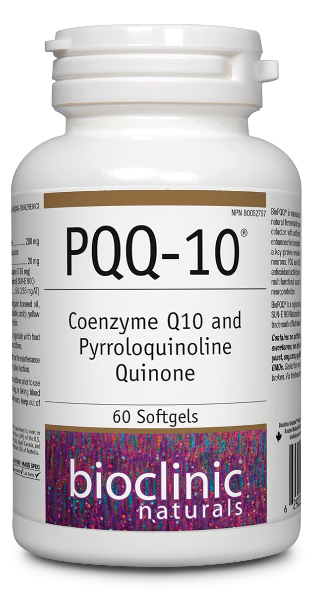 Bioclinic Naturals -  CerebroVital PQQ-10 60 softgels | 200mg CoEnzyme Q10 & 20mg PQQ providing 17mg Pyrroloquinoline Quinone, 5mg Vitamin E, Supports Cardiovascular Health