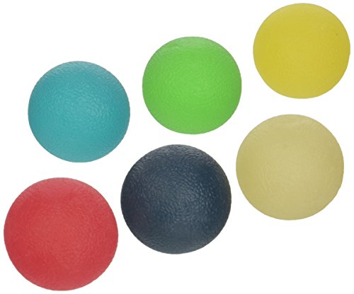 CanDo 10-1496 Gel Squeeze Ball, Standard Circular, 6-piece Set, Tan through Black