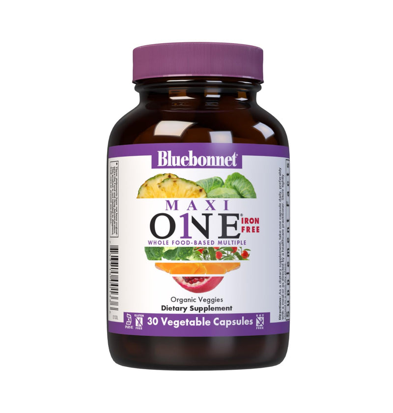 Bluebonnet Nutrition Maxi One Whole Food Multiple, Enzymes, Energy, Vitality, Gluten, Kosher, Soy & Dairy-Free, Vegetarian Friendly, Non-GMO, 30 Count | Non-GMO, Vegetarian, Kosher Certified