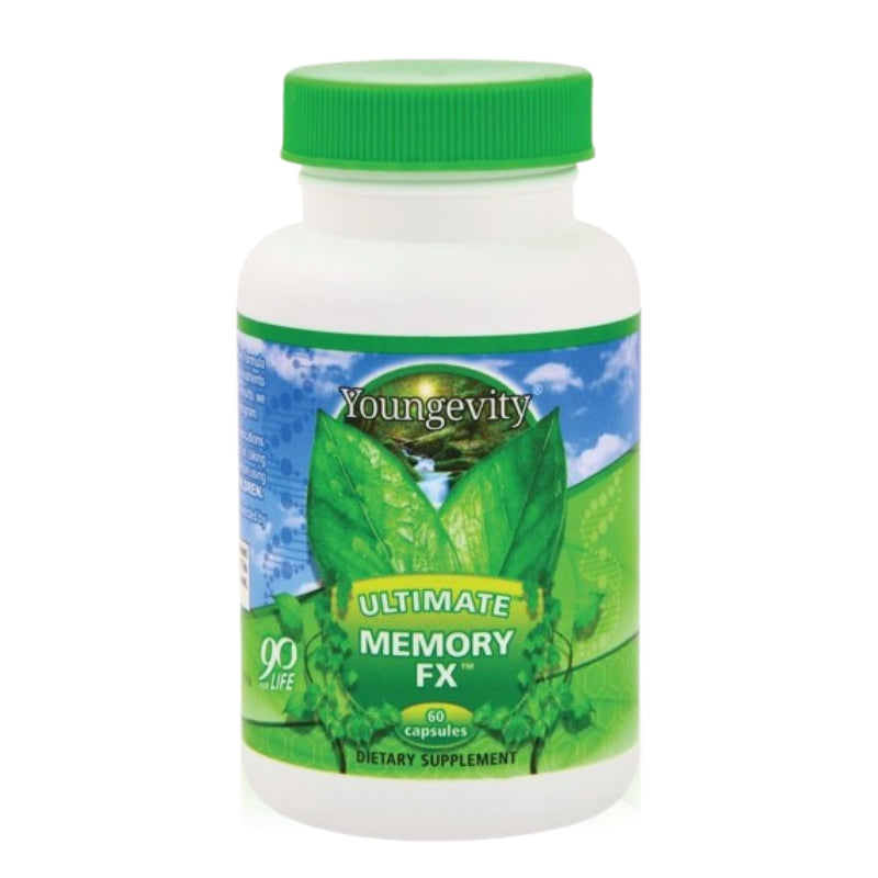 Youngevity Ultimate Memory FX Brain Health and Memory Support, 60 Capsules | Ginkgo leaf, periwinkle herb, vitamins B1, B2, B6, B12 and C, brain function, memory retention, cognitive health, 60 capsules