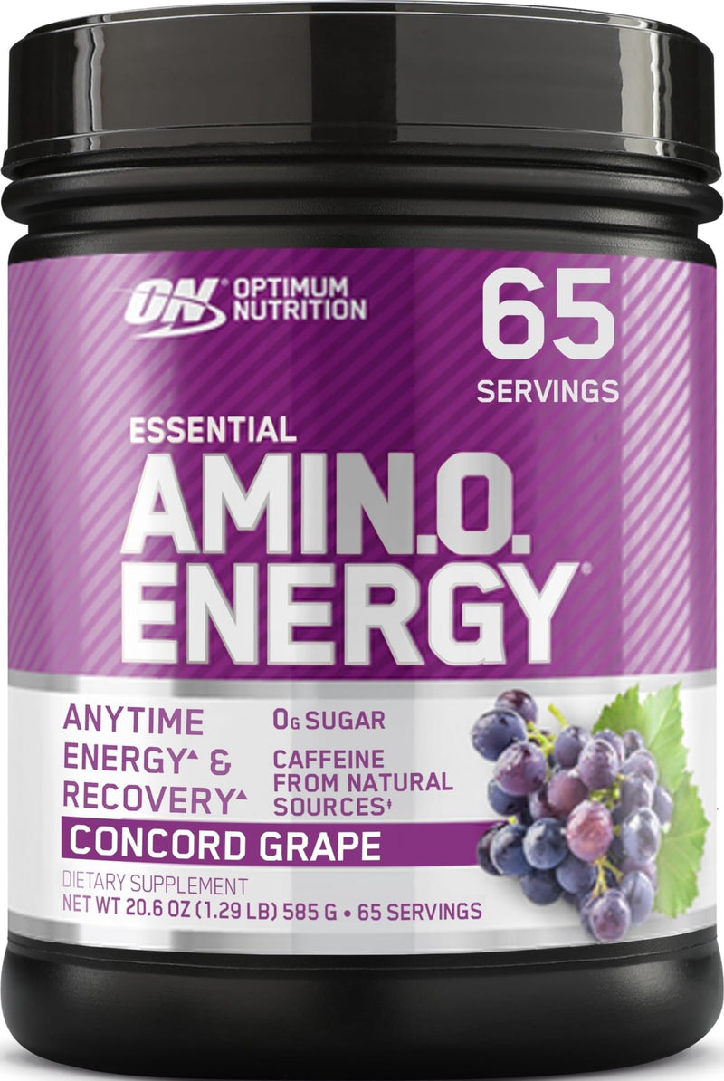 Optimum Nutrition, Amino Energy - Pre Workout with Green Tea, Bcaa, Amino Acids, Keto Friendly, Green Coffee Extract, Energy Powder - Concord Grape, 65 Servings 1.29 Pound (Pack of 1)