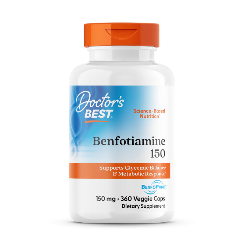 Doctor's Best Benfotiamine 150mg Supplement - Bioavailable Vitamin B1 for Men & Women, Benfotiamine Capsules, Supports Nerve & Metabolic Health, Antioxidant Support, Non GMO, Vegan - 360 Veggie Caps Unflavored 360 Count (Pack of 1)