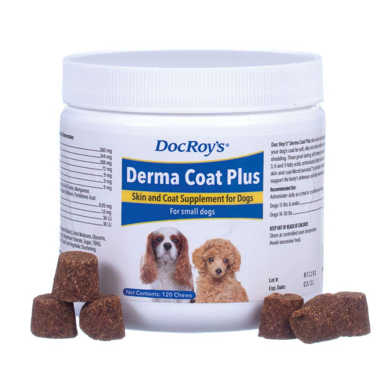 Revival Animal Health Doc Roy's Derma Coat Plus Skin & Coat Supplement for Small Dogs- 120 ct Chews - PawsPlanet Australia