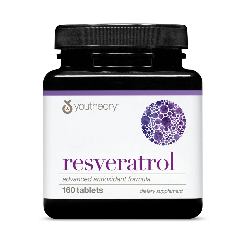 Youtheory Resveratrol Advanced Antioxidant Formula, 160 Tablets | Premium Antioxidant Supplement with Super-Fruit Blend, Contains ResVida, Dairy, Soy, and Gluten-Free, 40-Day Supply 160 Count (Pack of 1)