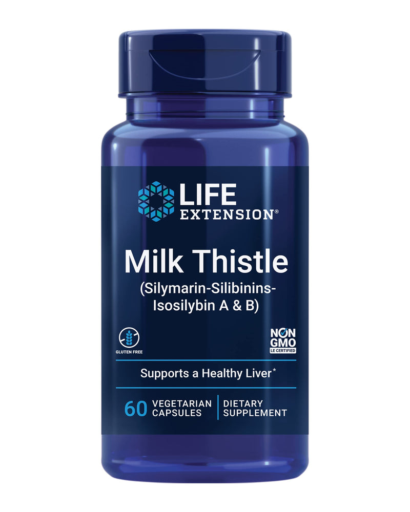 Life Extension Milk Thistle, silymarin, silibinins, isosilybin A & B, Delivers Full-Spectrum Milk Thistle Benefits for Liver Health, Non-GMO, Gluten-Free, Vegetarian, 60 Capsules Standard Packaging - BeesActive Australia