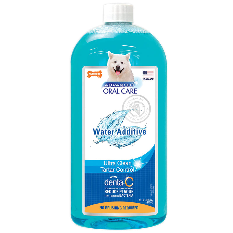 Nylabone Advanced Oral Care Pet Dental Water Additive, Liquid Tartar Remover & Breath Freshener for Dogs, Dog Teeth-Cleaning, Original Flavor, 32 oz. 32 oz. (Pack of 1) - PawsPlanet Australia