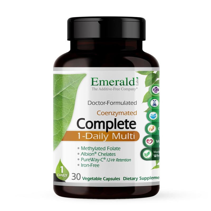 EMERALD LABS Complete 1-Daily Multi, 30 Capsules | Bioavailable Multivitamin, Made with Methylfolate, VitaCholine, Vitamin C & More, Iron-Free & Non-GMO 30 Count (Pack of 1)