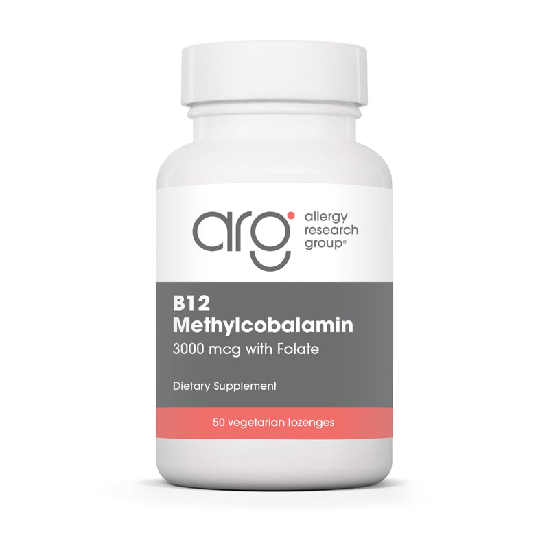 ARG B12 Methylcobalamin 3000 mcg with Folate, 50 Lozenges | Bioactive Vitamin B12 Lozenges With Folate for Nerve Health and Energy, Vegetarian, Hypoallergenic, 50 Servings