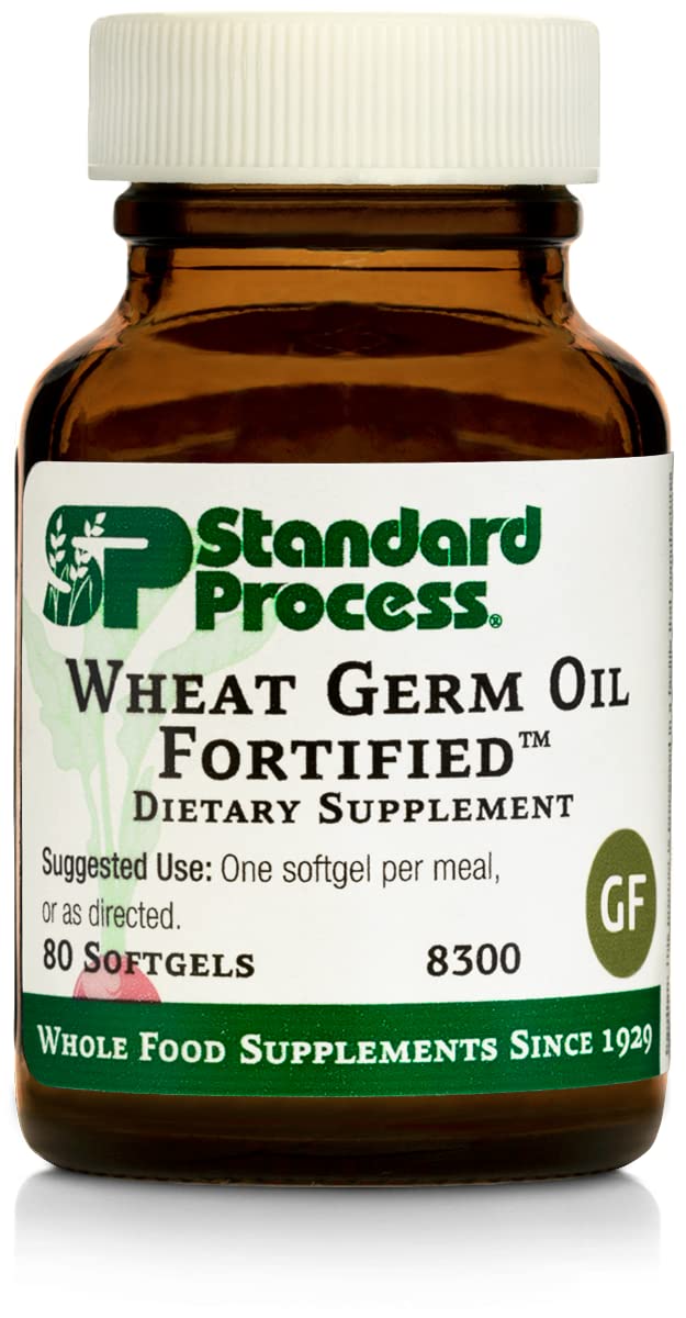 Standard Process Wheat Germ Oil Fortified - Whole Food Exercise, Antioxidant and Immune Support with Vitamin E and Wheat Germ Oil - 80 Softgels 80 Count (Pack of 1) - BeesActive Australia
