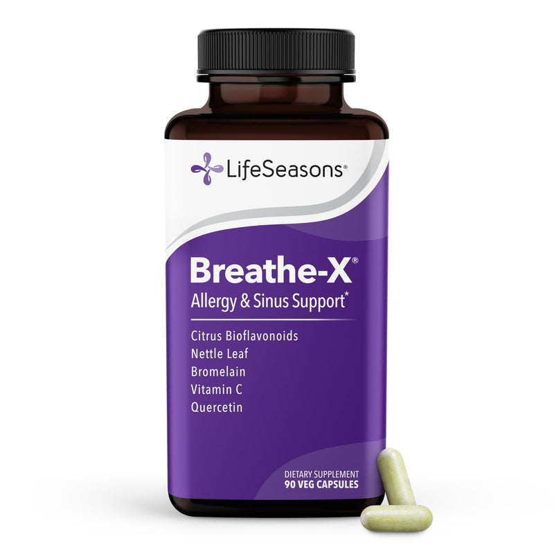Breathe-X - Allergy & Sinus Relief Supplement - Supports Sinuses & Nasal Discomfort - Non-Drowsy & Fast-Acting - Quercetin, Bromelain, Citrus Bioflavonoids, Nettle Leaf & Vitamin C - 90 Capsules 90 Count (Pack of 1) Original
