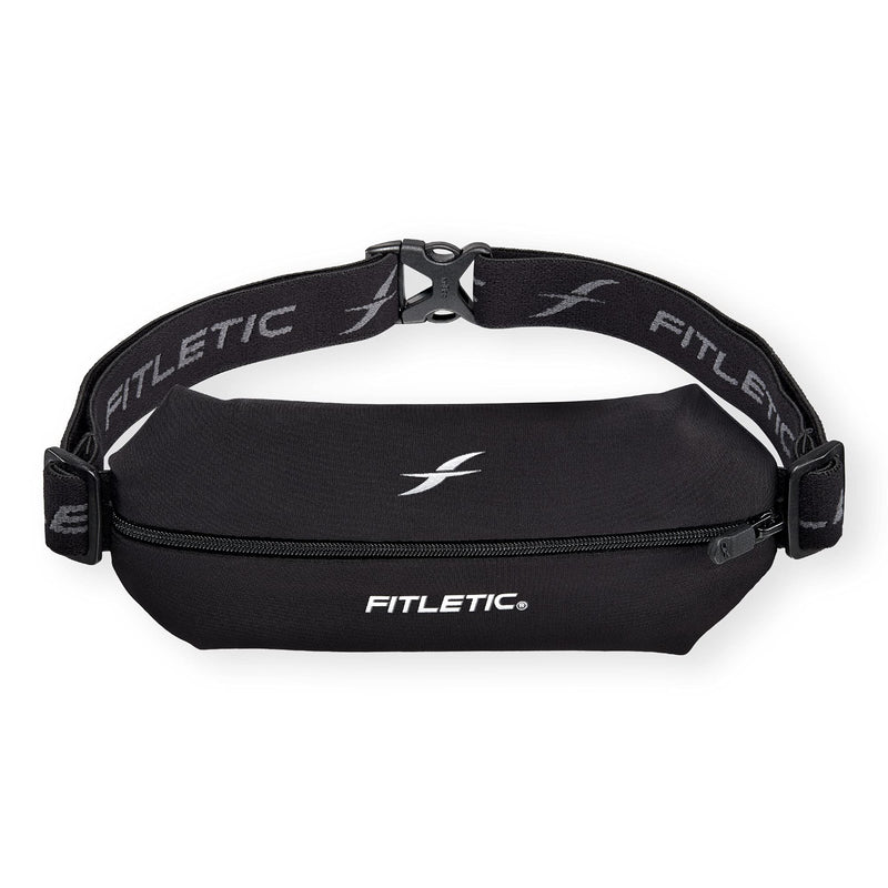 Fitletic Active Lifestyle Fanny Pack & Mini Sports Running Belt For Men & Women – Lightweight, Low Profile- Ultra-Soft Expandable Lycra Pouch - Fits All Phones – Inner Pocket Black